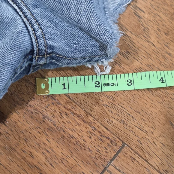 Vintage Rifle Distressed Cut Off Denim Medium Wash Blue Jean Button Fly Shorts - Picture 8 of 10